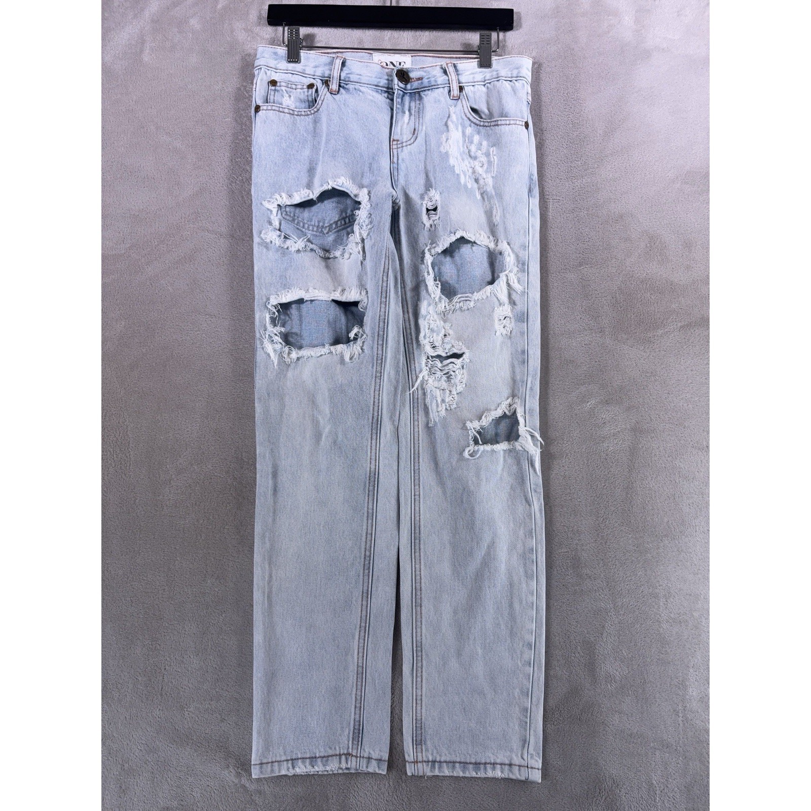 One Teaspoon Awesome Baggies Jeans Womens 25x28 Light Wash Distressed Baggy